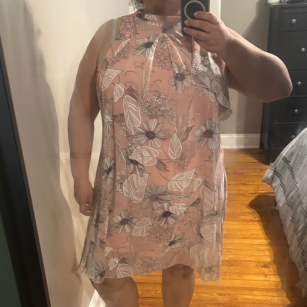 Signature by Robbie Bee Pink Floral Mini Dress